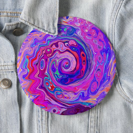 Retro Lila und Orange Abstrakt Groovy Swirl Button (Beispiel)