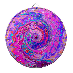 Retro Lila und Orange Abstrakt Groovy Swirl Dartscheibe