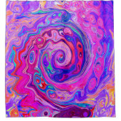Retro Lila und Orange Abstrakt Groovy Swirl Duschvorhang (Vorderseite)
