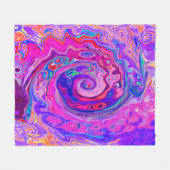 Retro Lila und Orange Abstrakt Groovy Swirl Fleecedecke (Vorderseite (Horizontal))