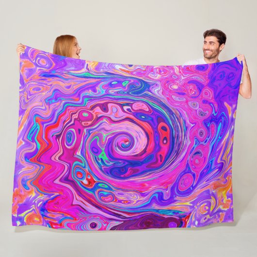Retro Lila und Orange Abstrakt Groovy Swirl Fleecedecke (Beispiel)