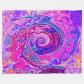 Retro Lila und Orange Abstrakt Groovy Swirl Fleecedecke (Vorderseite (Horizontal))