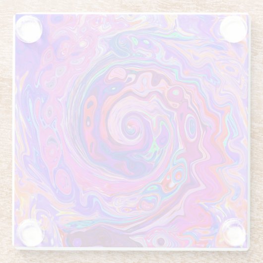 Retro Lila und Orange Abstrakt Groovy Swirl Glasuntersetzer (Rückseite)