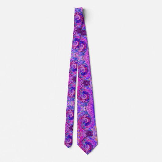 Retro Lila und Orange Abstrakt Groovy Swirl Krawatte (Rückseite)