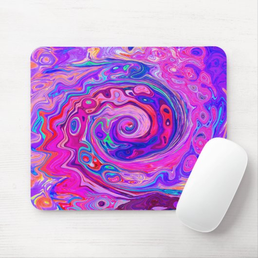 Retro Lila und Orange Abstrakt Groovy Swirl Mousepad (Mit Mouse)