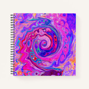 Retro Lila und Orange Abstrakt Groovy Swirl Notizblock