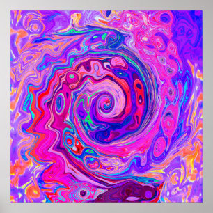 Retro Lila und Orange Abstrakt Groovy Swirl Poster