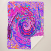 Retro Lila und Orange Abstrakt Groovy Swirl Sherpadecke (Vorderseite)