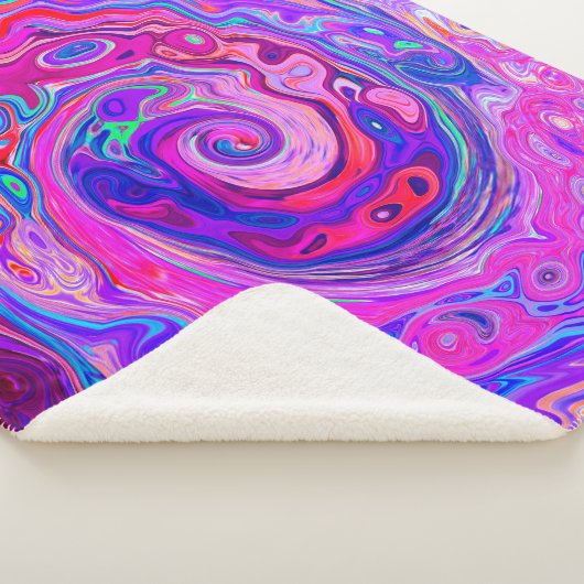 Retro Lila und Orange Abstrakt Groovy Swirl Sherpadecke (3/4)