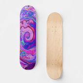 Retro Lila und Orange Abstrakt Groovy Swirl Skateboard (Vorderseite)