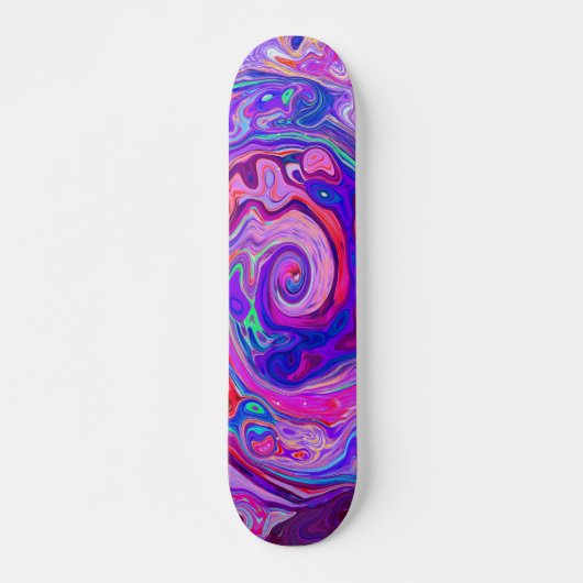 Retro Lila und Orange Abstrakt Groovy Swirl Skateboard (Vorne)