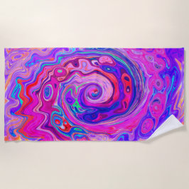 Retro Lila und Orange Abstrakt Groovy Swirl Strandtuch