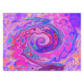 Retro Lila und Orange Abstrakt Groovy Swirl Tischdecke (Vorderseite (Horizontal))
