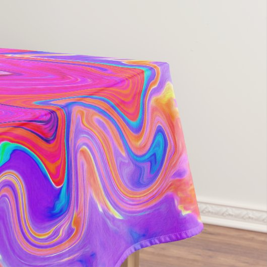 Retro Lila und Orange Abstrakt Groovy Swirl Tischdecke (Beispiel)
