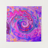 Retro Lila und Orange Abstrakt Groovy Swirl Wandteppich (Vorderseite (Horizontal))