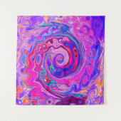 Retro Lila und Orange Abstrakt Groovy Swirl Wandteppich (Vorderseite)