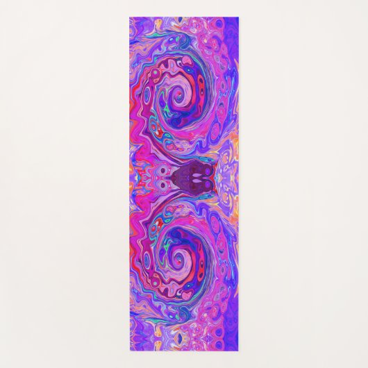 Retro Lila und Orange Abstrakt Groovy Swirl Yogamatte (Vorderseite)