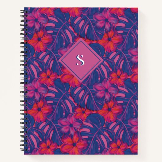 Retro Lila und rosa Florals Notizblock (Vorderseite)