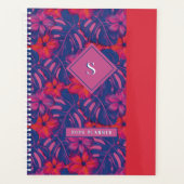 Retro Lila und rosa Florals Planer (Vorderseite)