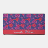 Retro Lila und rosa Florals Schreibtischunterlage (Vorderseite)