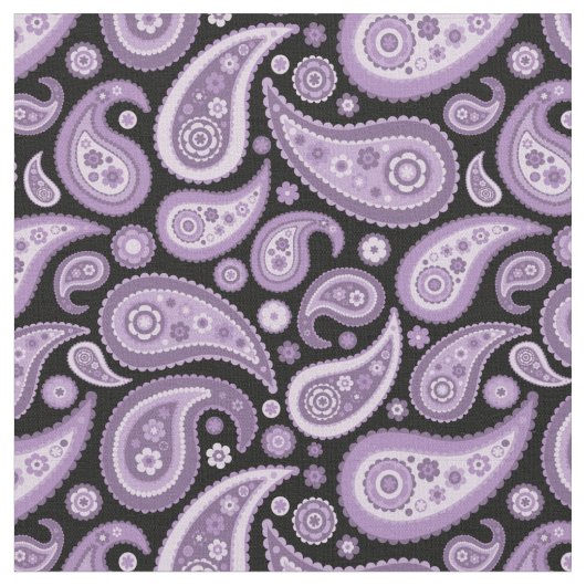 Retro lila und schwarzes Paisley-Muster Stoff (Nahaufnahme)