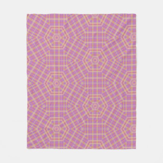 Retro Lila und Tan Kariert Fleecedecke (Vorderseite)