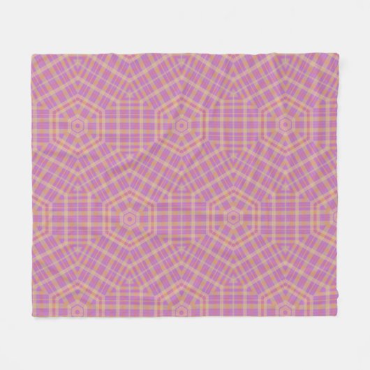 Retro Lila und Tan Kariert Fleecedecke (Vorderseite (Horizontal))