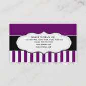 Retro lila und weiße gestreifte Geschäfts-Karten Visitenkarte (Rückseite)