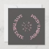 Retro Lila Vinyl Record Groovy Wedding Save The Date (Rückseite)