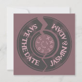 Retro Lila Vinyl Record Groovy Wedding Save The Date (Vorderseite)
