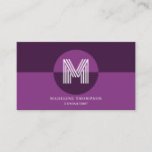 Retro Lila Violet Geometric Modern Monogram Visitenkarte (Vorderseite)