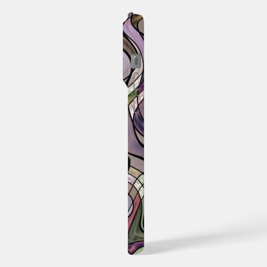 Retro Lila Violet Grau Schwarzes Mosaik Kunstmuste iPhone Hülle (Linke Seite)