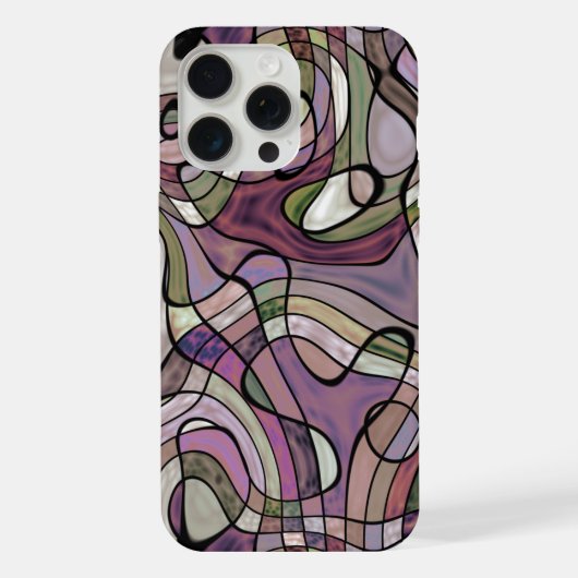 Retro Lila Violet Grau Schwarzes Mosaik Kunstmuste iPhone Hülle (Rückseite)