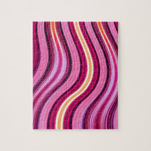 Retro lila Wellenstreifenmuster Puzzle