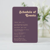 Retro Lila Zeitplan für Ereignisse an gerundeter K Begleitkarte (Stehend Vorderseite)