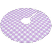 Retro Lilac Gingham Karierte Karo geprüft Polyester Weihnachtsbaumdecke (Schrägansicht)