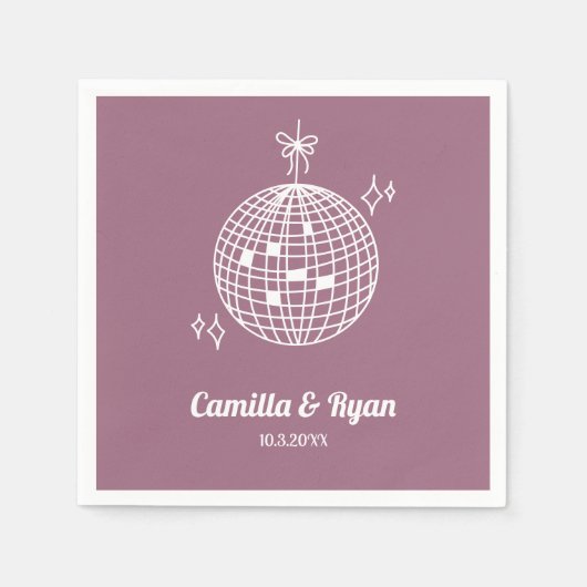 Retro Lilac Lila Disco Hochzeitsdekor Napkins Serviette (Vorderseite)
