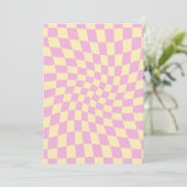 Retro Lilac Peach PInk Karo Warped Checkerboard Einladung (Stehend Vorderseite)