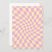 Retro Lilac Peach PInk Karo Warped Checkerboard Einladung (Vorne/Hinten)