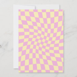 Retro Lilac Peach PInk Karo Warped Checkerboard Einladung
