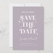 Retro Lilac Save the Date Card (Vorderseite)