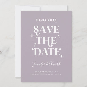 Retro Lilac Save the Date Card