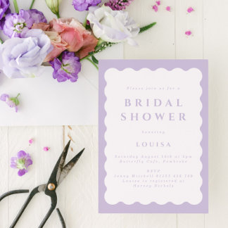 Retro Lilac Wavy Bridal Dusche Einladung