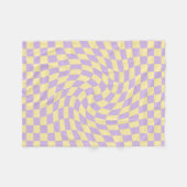 Retro Lilac Yellow Paston Warped Checkerboard Fleecedecke (Vorderseite (Horizontal))