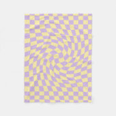 Retro Lilac Yellow Paston Warped Checkerboard Fleecedecke (Vorderseite)
