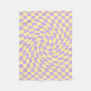 Retro Lilac Yellow Paston Warped Checkerboard Fleecedecke