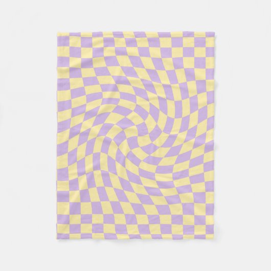 Retro Lilac Yellow Paston Warped Checkerboard Fleecedecke (Vorderseite)