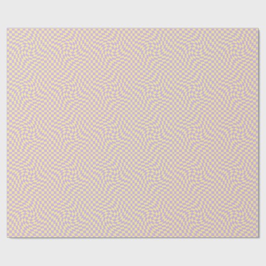 Retro Lilac Yellow Paston Warped Checkerboard Geschenkpapier (Flach)