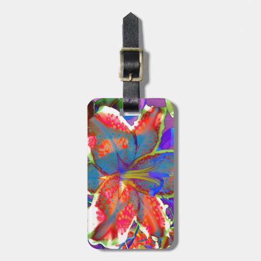 Retro Lily Gepäckanhänger (Vorderseite vertikal)