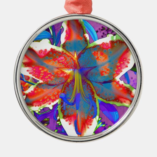 Retro Lily Ornament Aus Metall (Vorne)